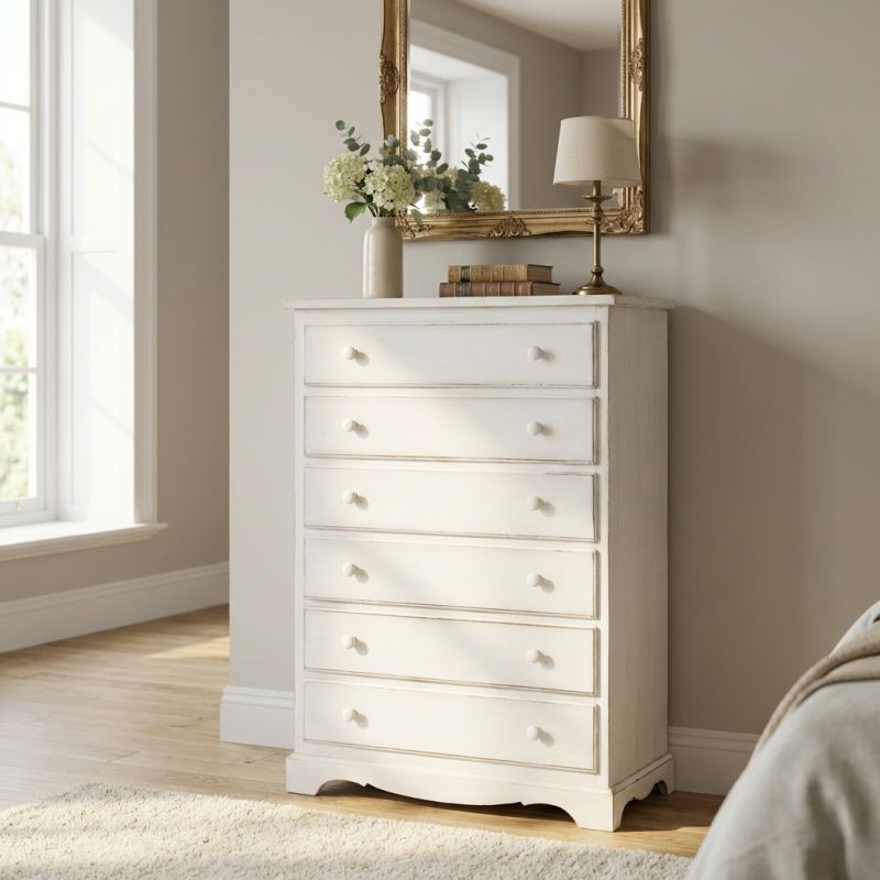 KENDRA - cassettiera in legno massello cm 97 x 49 x 140 h