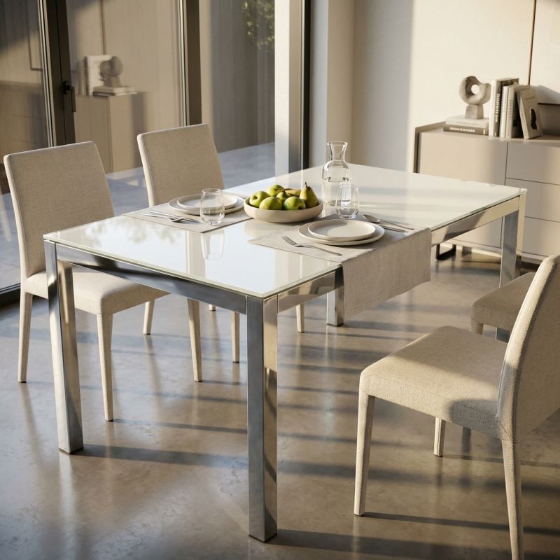 NELSON - tavolo da pranzo moderno allungabile in vetro